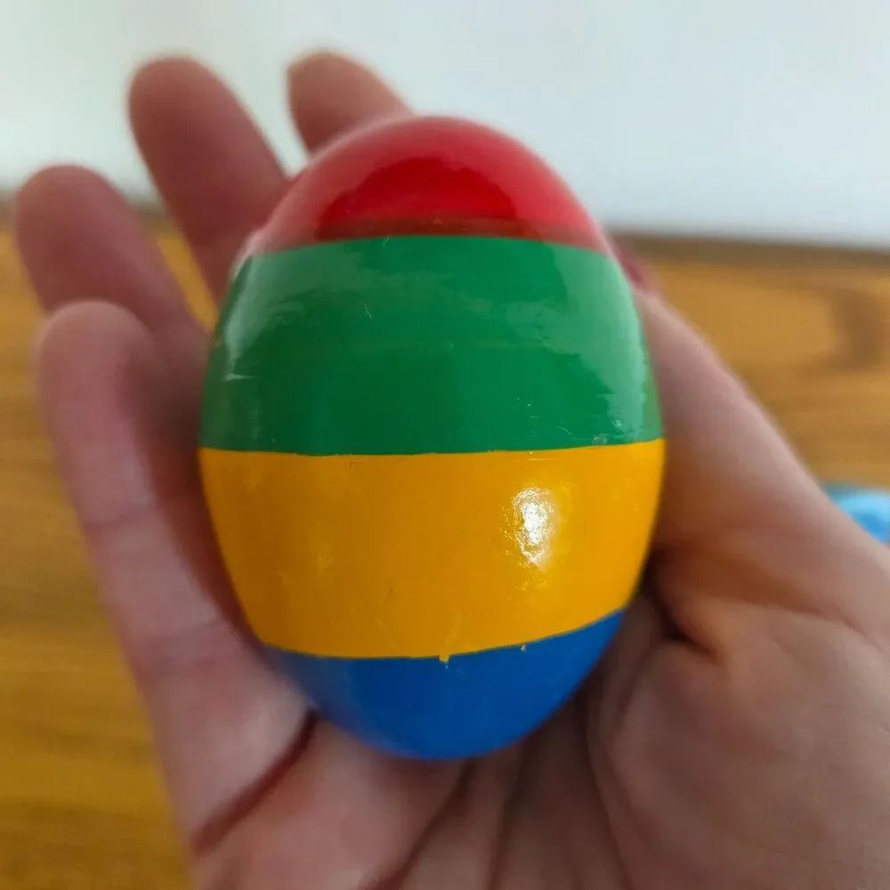 HABA Germany Wooden Rainmaker Grasping Toy & Multi-Color Shaker Egg Rattle Set
